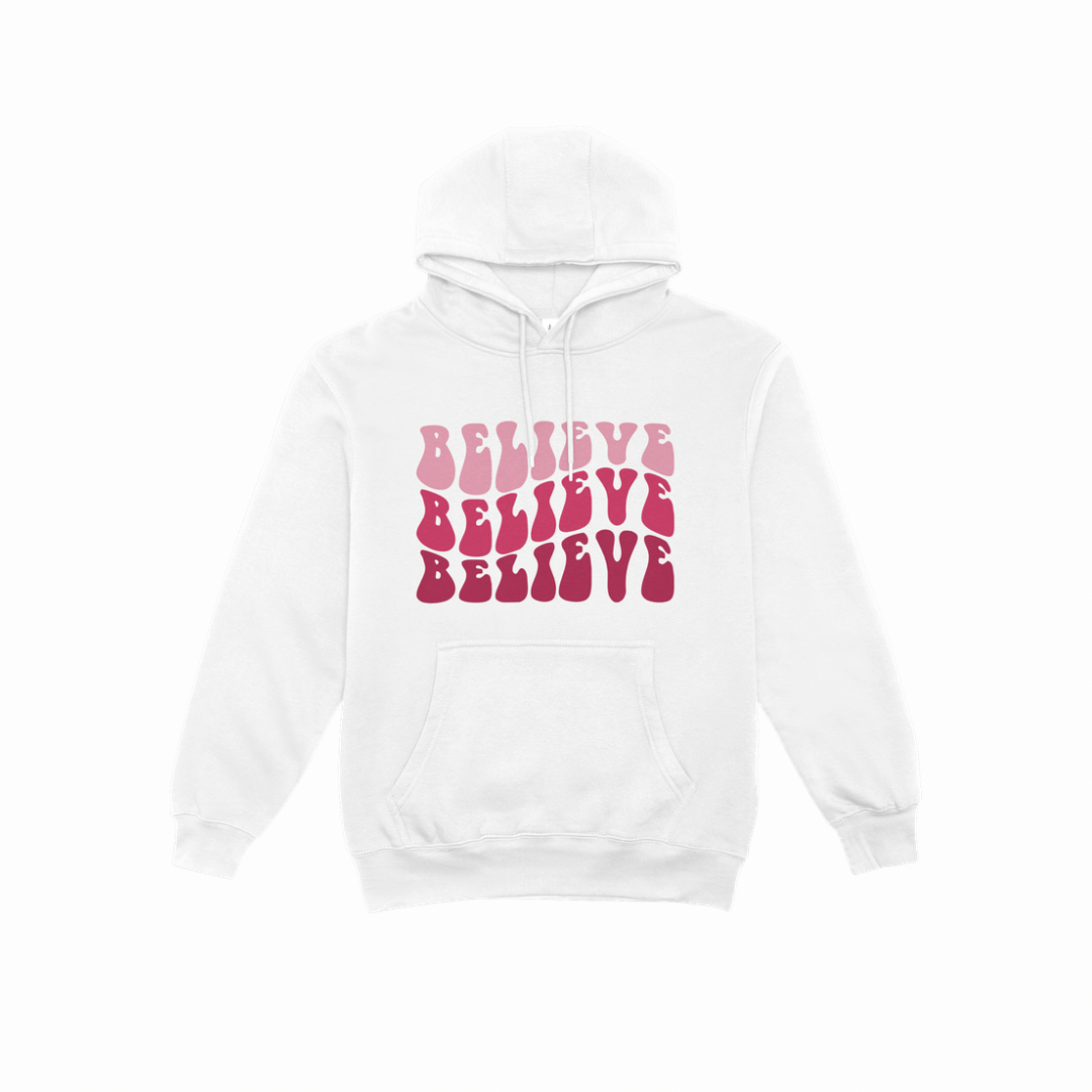 Polerón Capucha Tipo Canguro Believe Frases Cristianas