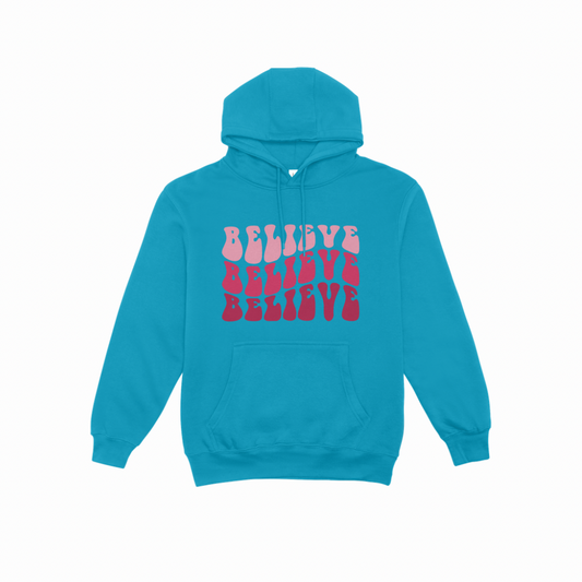 Polerón Capucha Tipo Canguro Believe Frases Cristianas