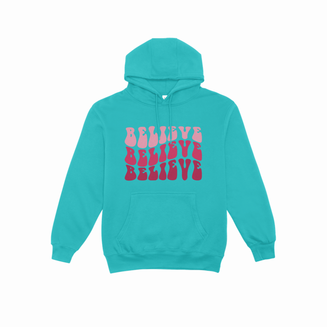 Polerón Capucha Tipo Canguro Believe Frases Cristianas