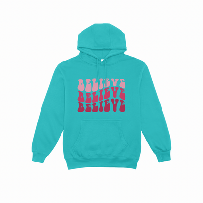 Polerón Capucha Tipo Canguro Believe Frases Cristianas