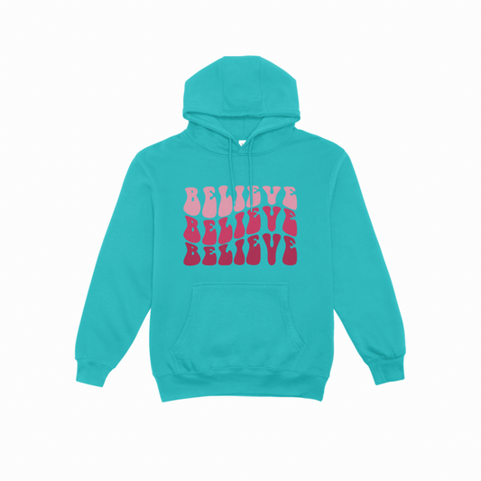 Polerón Capucha Tipo Canguro Believe Frases Cristianas