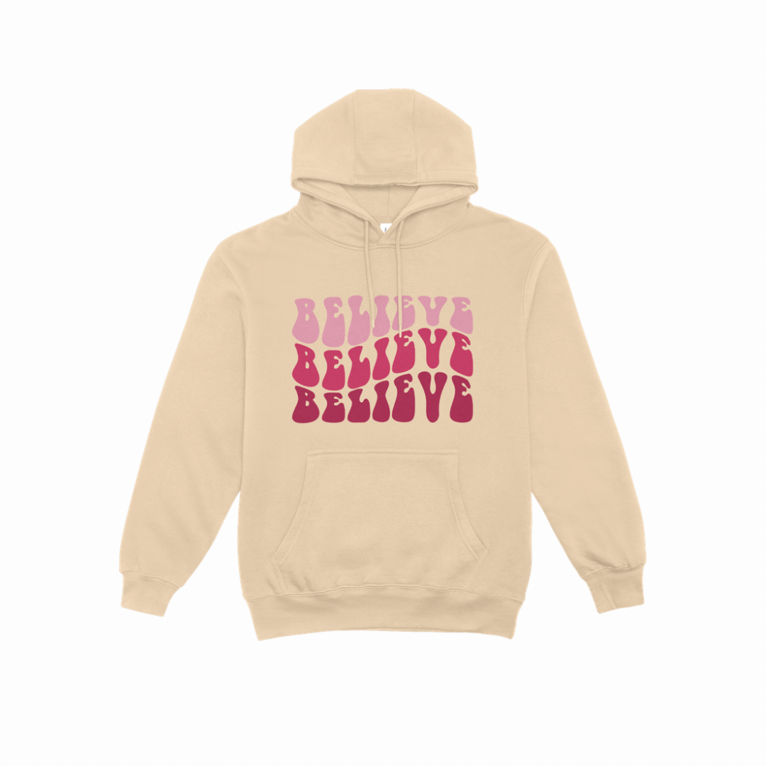 Polerón Capucha Tipo Canguro Believe Frases Cristianas